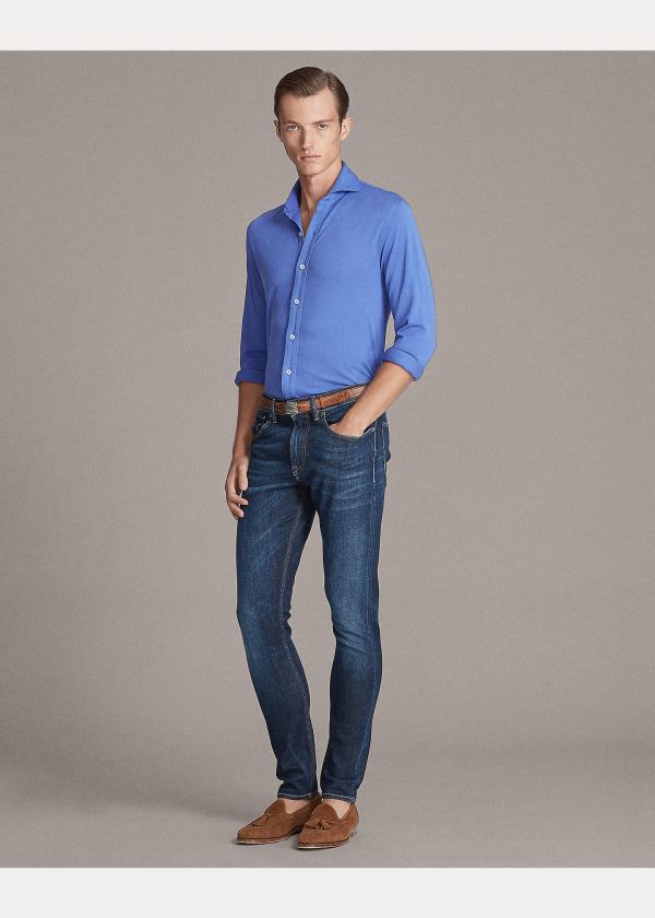 Ralph Lauren Keaton Washed Piqué Shirt Blankyt Blankyt Světle Modré | 6HX0PJE7