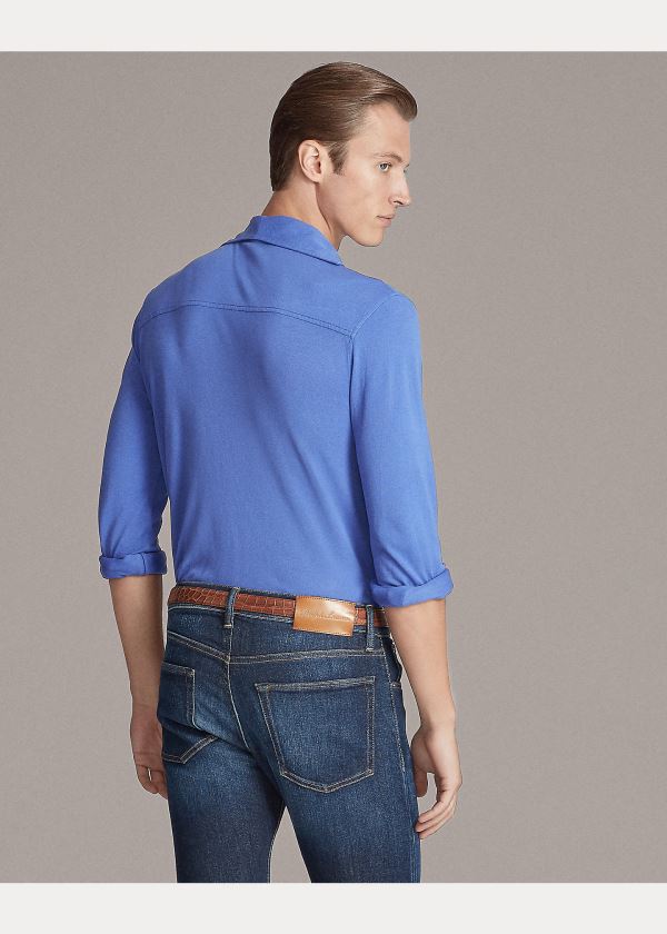 Ralph Lauren Keaton Washed Piqué Shirt Blankyt Blankyt Světle Modré | 6HX0PJE7
