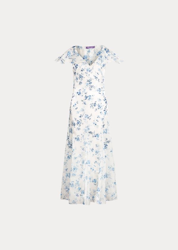 Ralph Lauren Kegan Floral Evening Šaty Blankyt Bílé | MK7slhuR