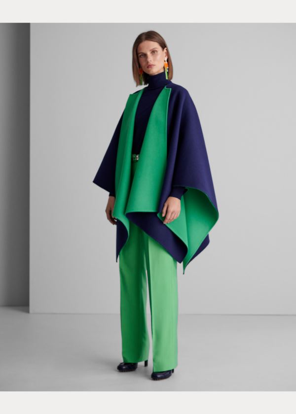 Ralph Lauren Kellin Virgin Wool Poncho Tmavě Blankyt | 9Kl56fHp