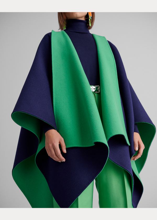 Ralph Lauren Kellin Virgin Wool Poncho Tmavě Blankyt | 9Kl56fHp