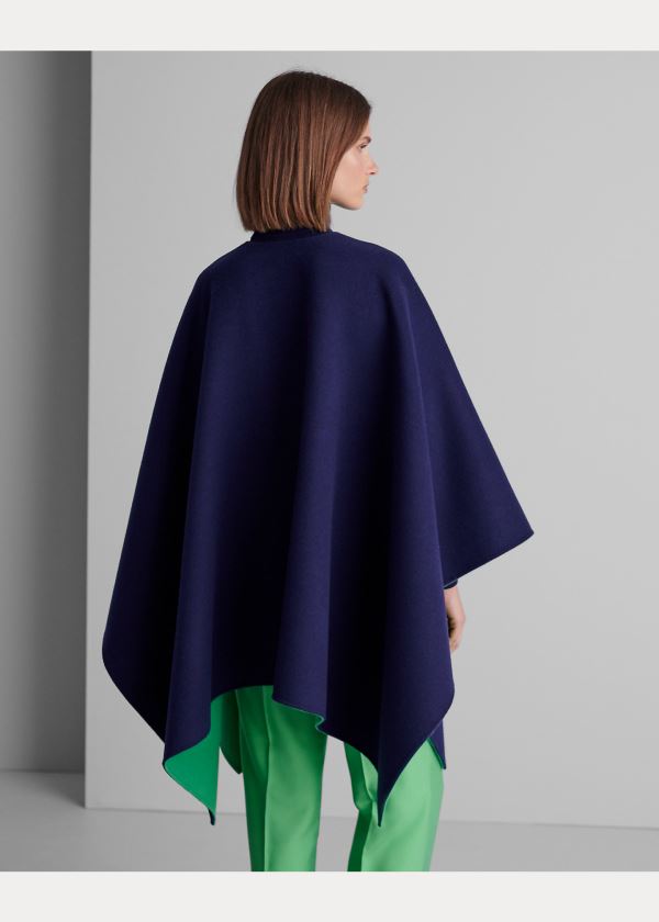 Ralph Lauren Kellin Virgin Wool Poncho Tmavě Blankyt | 9Kl56fHp