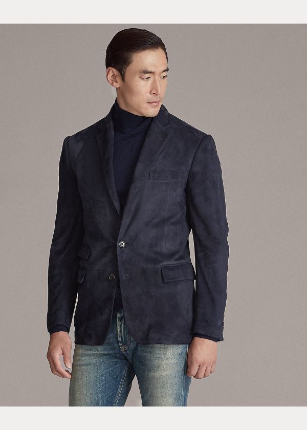 Ralph Lauren Kent Semišové Sportovní Coat Tmavě Blankyt | EZNtuoVv