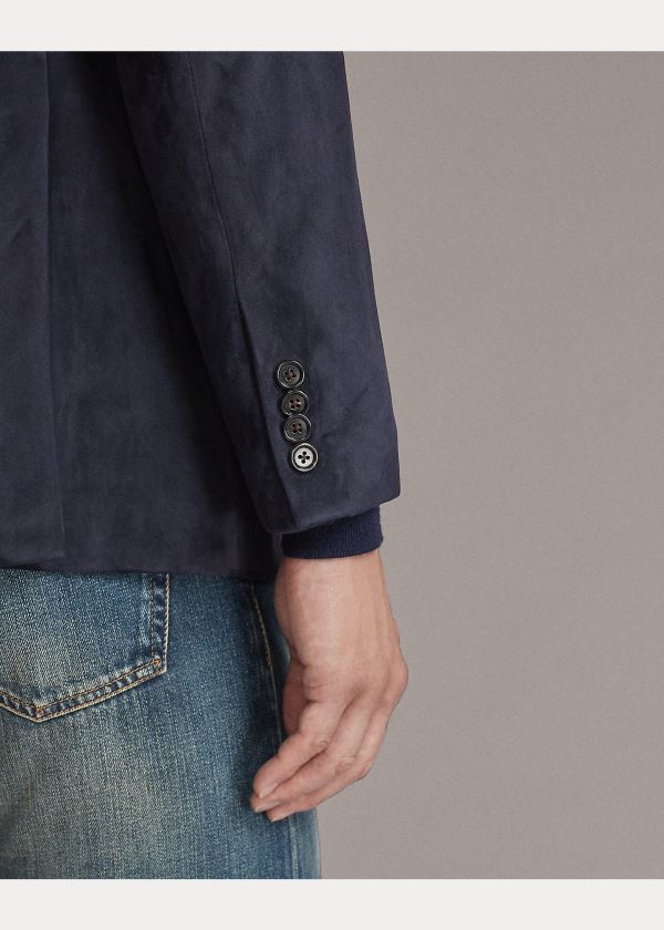 Ralph Lauren Kent Semišové Sportovní Coat Tmavě Blankyt | EZNtuoVv