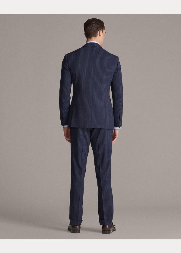 Ralph Lauren Kent Striped Gabardine Suit Tmavě Blankyt Bílé | H6KakIr6