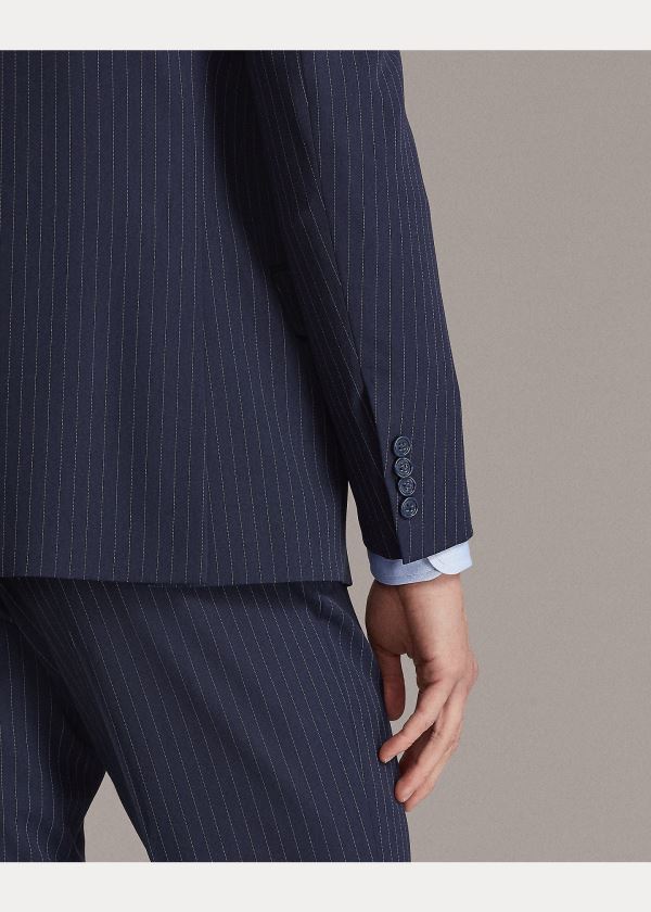 Ralph Lauren Kent Striped Gabardine Suit Tmavě Blankyt Bílé | H6KakIr6