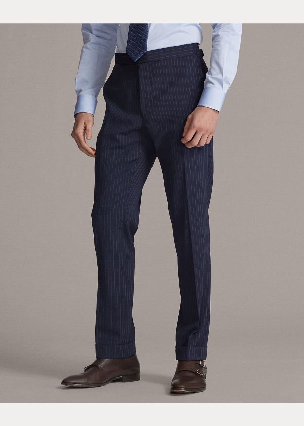 Ralph Lauren Kent Striped Gabardine Suit Tmavě Blankyt Bílé | H6KakIr6