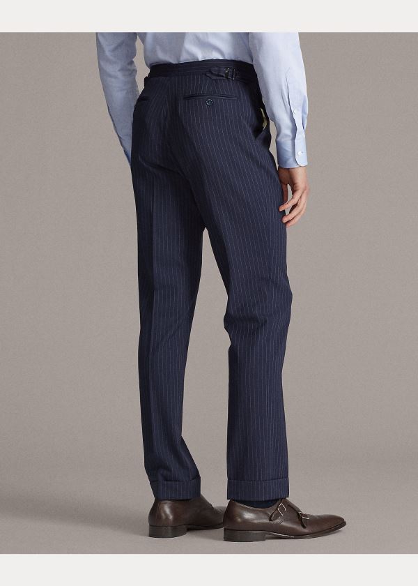 Ralph Lauren Kent Striped Gabardine Suit Tmavě Blankyt Bílé | H6KakIr6