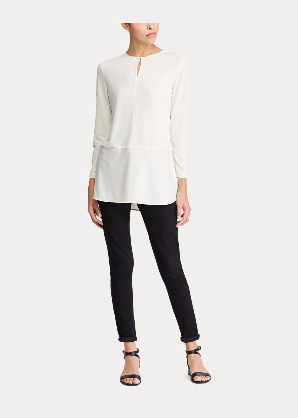 Ralph Lauren Keyhole Jersey Top Krém | 2O3X8Ogu