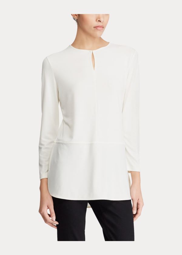 Ralph Lauren Keyhole Jersey Top Krém | 2O3X8Ogu