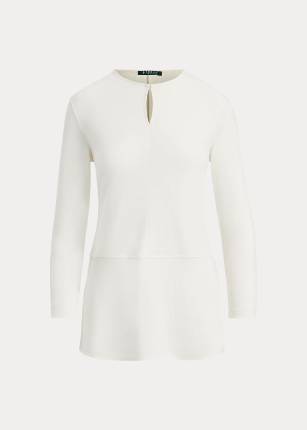Ralph Lauren Keyhole Jersey Top Krém | 2O3X8Ogu