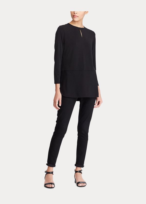 Ralph Lauren Keyhole Jersey Top Černé | sFsaGp25
