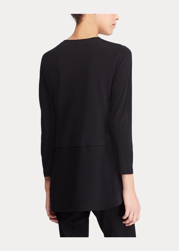 Ralph Lauren Keyhole Jersey Top Černé | sFsaGp25