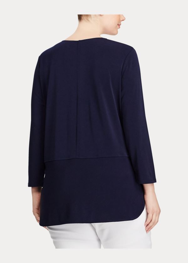 Ralph Lauren Keyhole Stretch Jersey Top Tmavě Blankyt | 20nAs84d