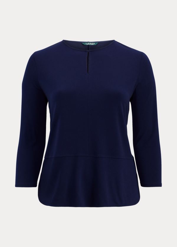 Ralph Lauren Keyhole Stretch Jersey Top Tmavě Blankyt | 20nAs84d