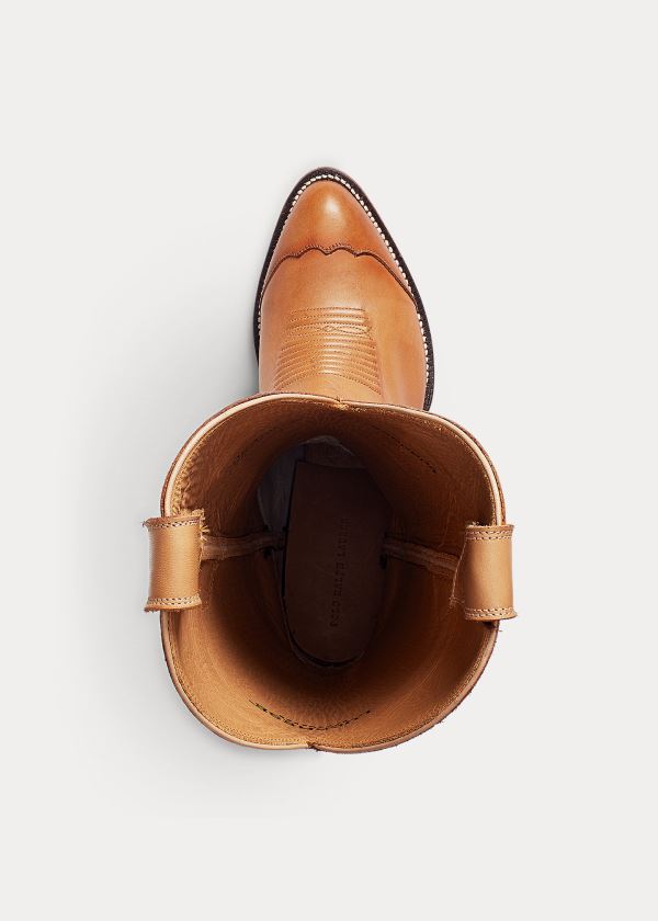 Ralph Lauren Kiera Læder Cowboy Boot Hnědé | crqIACWC