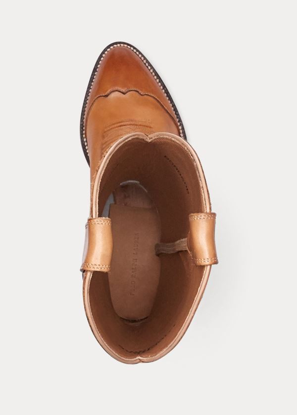 Ralph Lauren Kiera Læder Cowboy Boot Hnědé | xnJ1UvkF