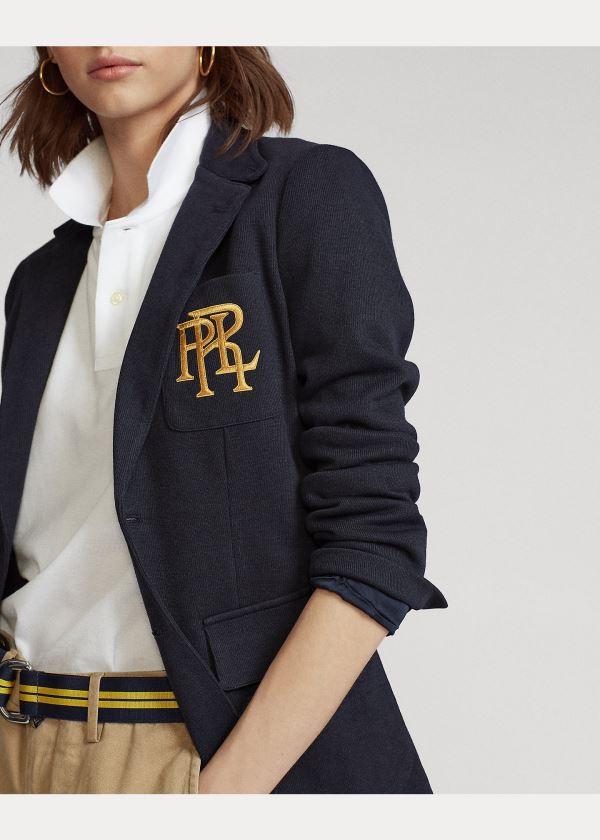 Ralph Lauren Knit Bavlněné Blazer Tmavě Blankyt | eS9UTNbg