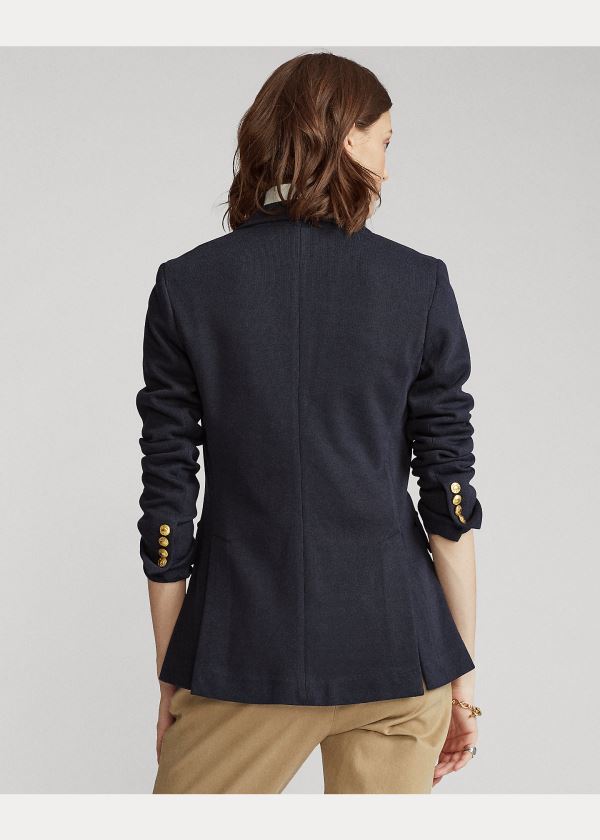 Ralph Lauren Knit Bavlněné Blazer Tmavě Blankyt | eS9UTNbg