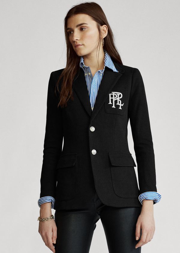Ralph Lauren Knit Bavlněné Blazer Černé | 7ztXsa40