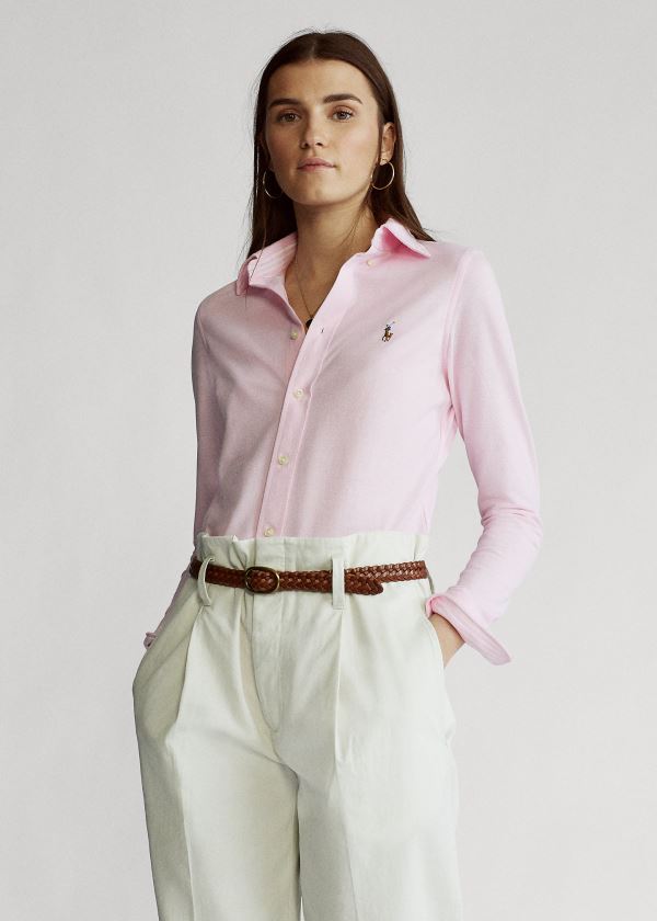 Ralph Lauren Knit Bavlněné Oxford Shirt Růžové | 6Jdzm7Z4