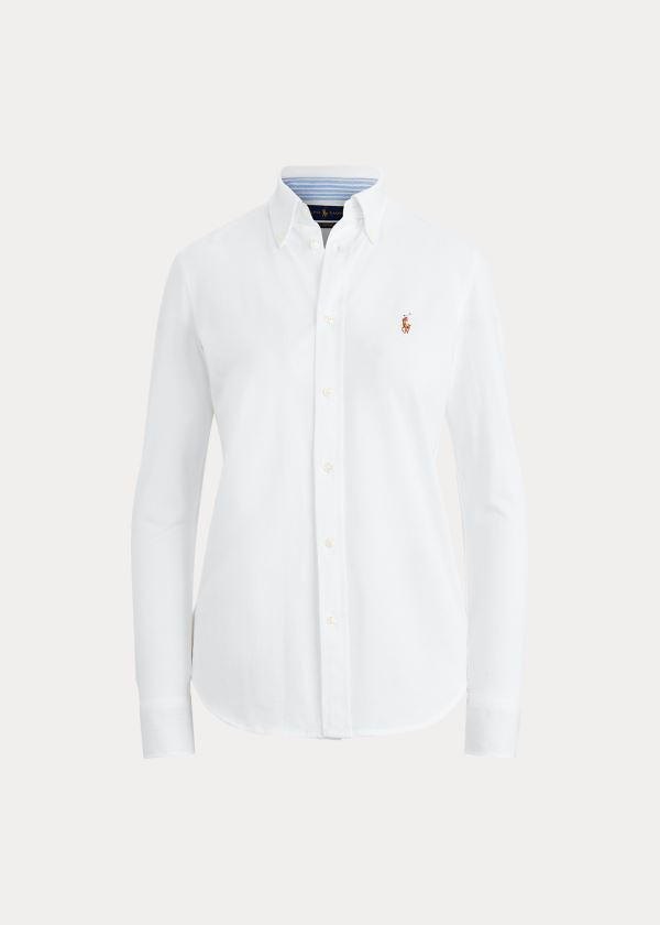 Ralph Lauren Knit Bavlněné Oxford Shirt Bílé | EvKVoiBH
