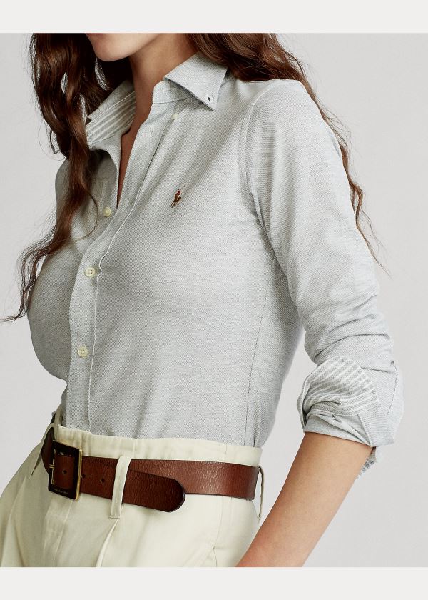 Ralph Lauren Knit Bavlněné Oxford Shirt Šedé | OFaBrIqO