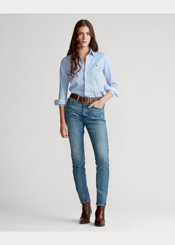 Ralph Lauren Knit Bavlněné Oxford Shirt Blankyt | Ug7uuqwV