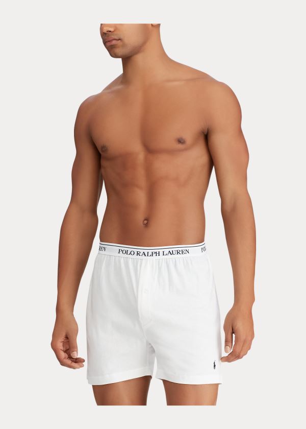 Ralph Lauren Knit Boxerské 3-Pack Bílé | EyKgoVne