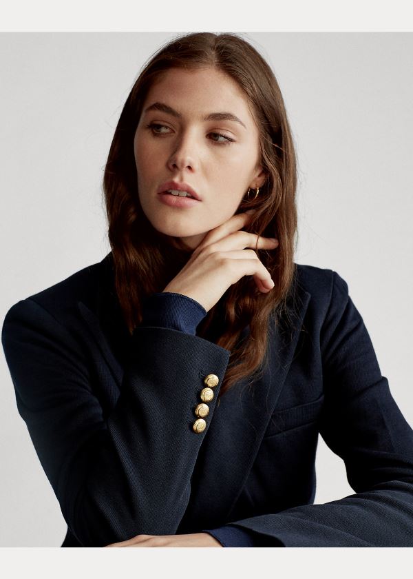 Ralph Lauren Knit Double-Breasted Blazer Tmavě Blankyt | gRIWT1Jg