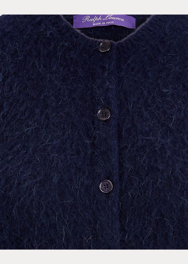 Ralph Lauren Knit Krátké-Sleeve Cardigan Tmavě Blankyt | D9wqwyK3