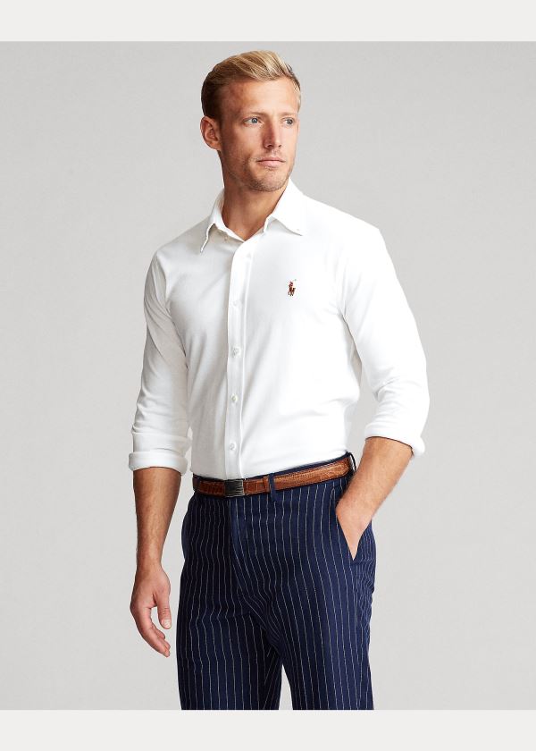 Ralph Lauren Knit Oxford Shirt Bílé | 4aW8EOQO