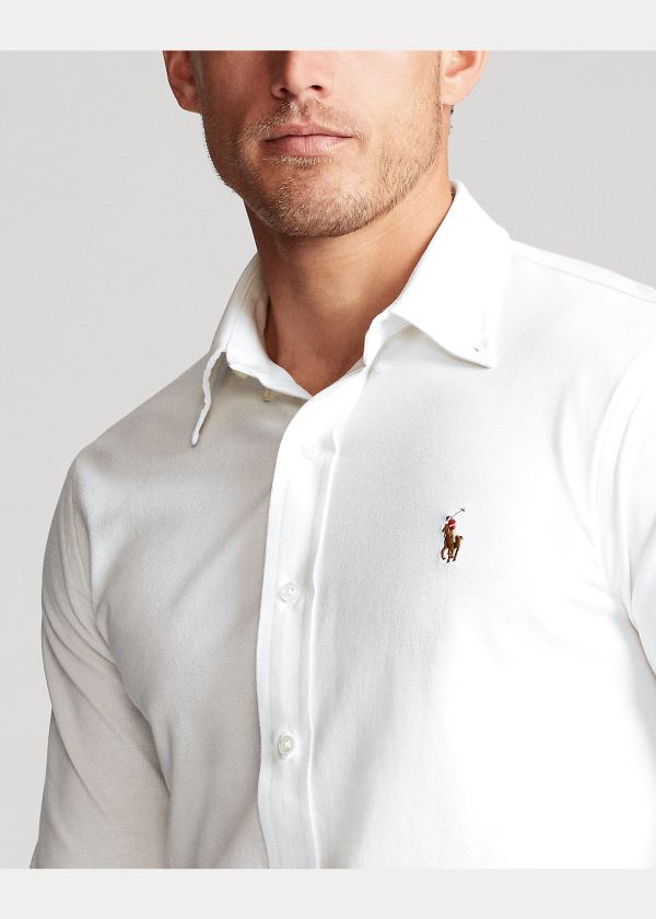 Ralph Lauren Knit Oxford Shirt Bílé | 4aW8EOQO