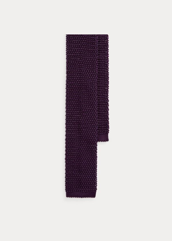 Ralph Lauren Knit Silk Tie Tmavě Fialové | uz887TgK