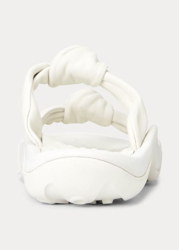 Ralph Lauren Knotted-Páskové Læder Sandal Bílé | j54rm9aj