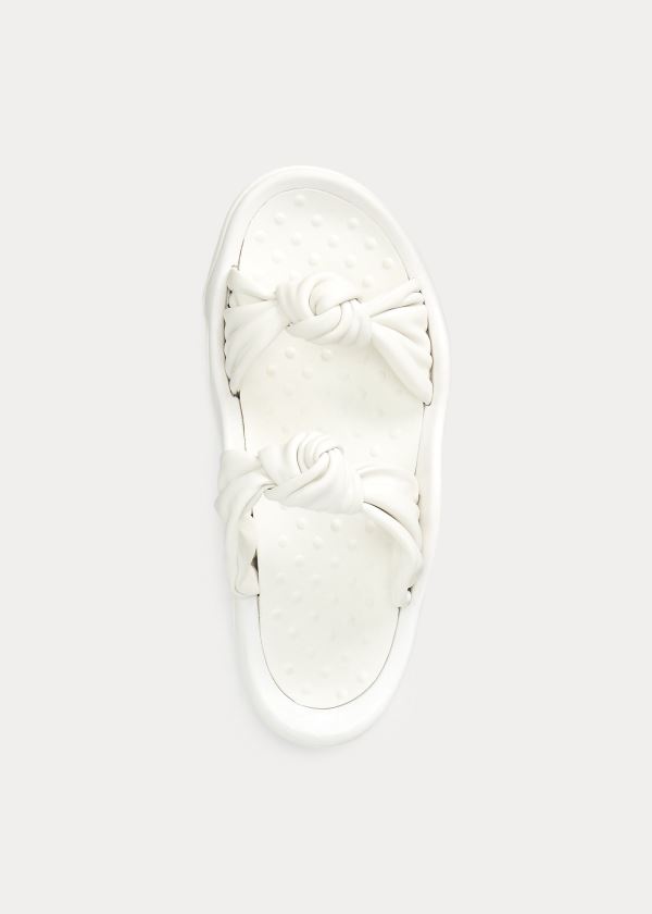 Ralph Lauren Knotted-Páskové Læder Sandal Bílé | j54rm9aj