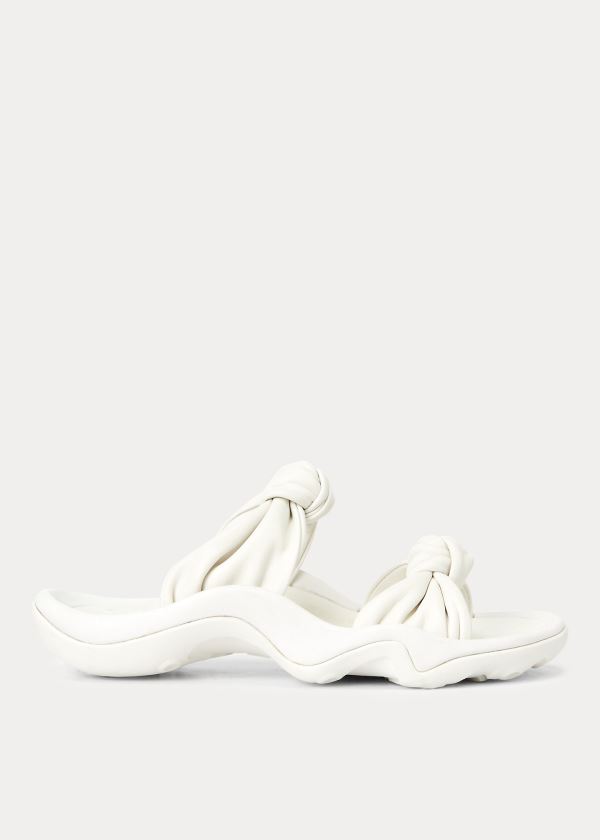 Ralph Lauren Knotted-Páskové Læder Sandal Bílé | j54rm9aj