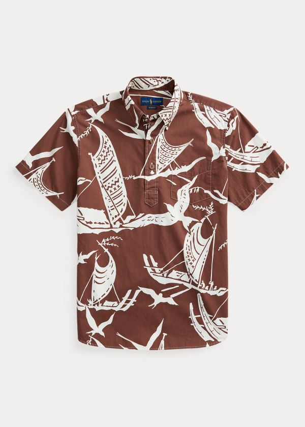 Ralph Lauren Kon-Tiki Poplin Popover Shirt Hnědožlutý Bílé | oqzqA2K9