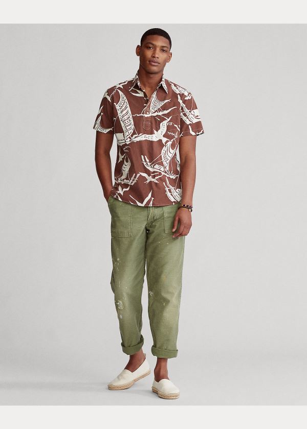 Ralph Lauren Kon-Tiki Poplin Popover Shirt Hnědožlutý Bílé | oqzqA2K9