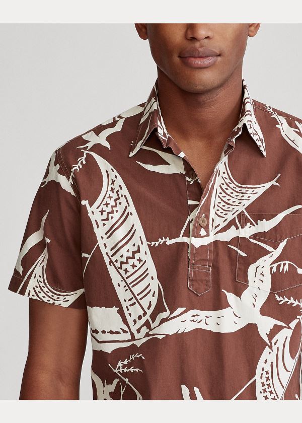 Ralph Lauren Kon-Tiki Poplin Popover Shirt Hnědožlutý Bílé | oqzqA2K9