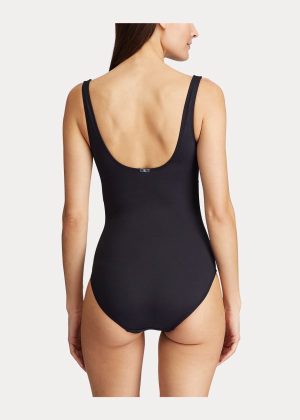 Ralph Lauren Krajkové-Front One-Piece Černé | QzI8doLD