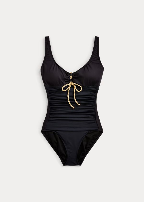 Ralph Lauren Krajkové-Front One-Piece Černé | QzI8doLD