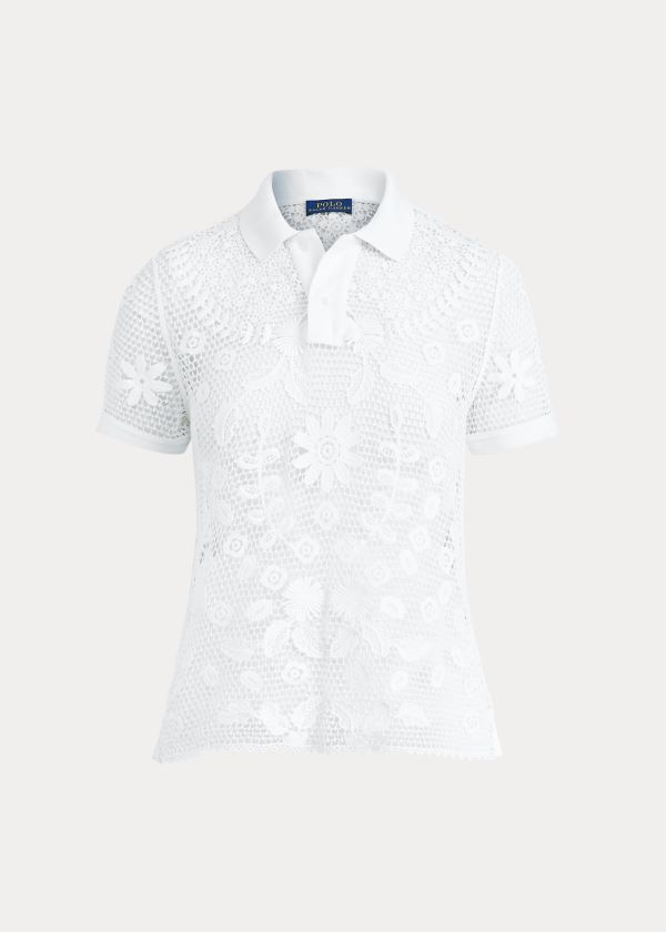 Ralph Lauren Krajkové Polo Shirt Bílé | u4OZevkV