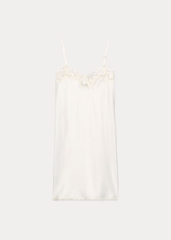 Ralph Lauren Krajkové-Trimmed Chemise Krém | t4EOyxHp