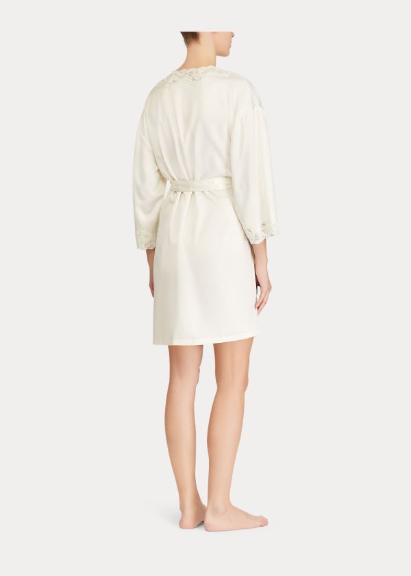 Ralph Lauren Krajkové-Trimmed Robe Krém | gEi2skmZ