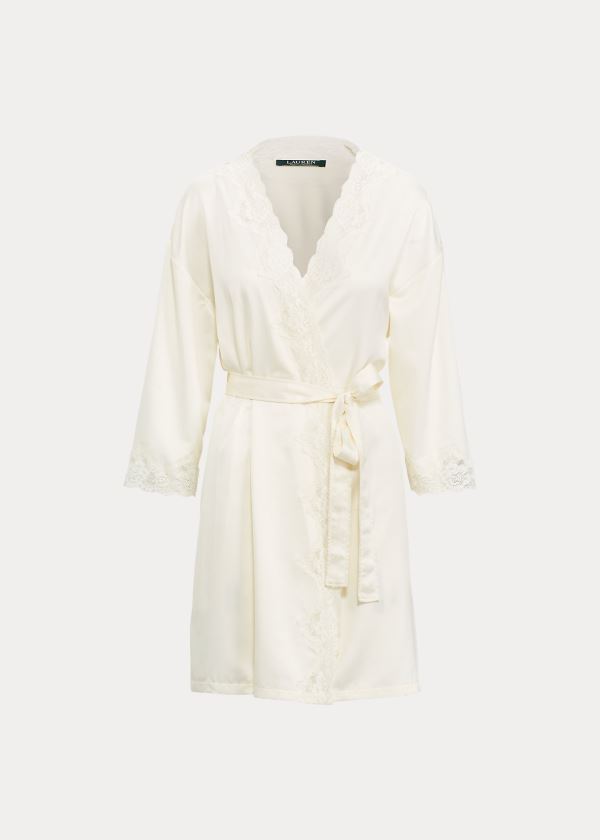 Ralph Lauren Krajkové-Trimmed Robe Krém | gEi2skmZ