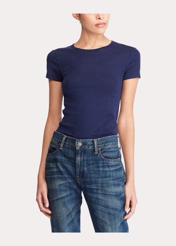 Ralph Lauren Krátké-Sleeve Crewneck T-Shirt Tmavě Blankyt | ehZHEg5w