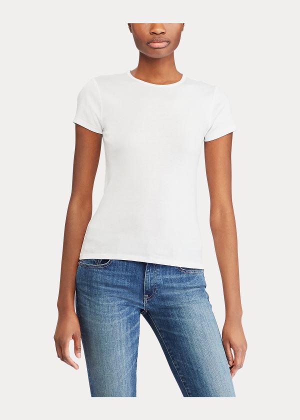 Ralph Lauren Krátké-Sleeve Crewneck T-Shirt Bílé | wndHXuBO