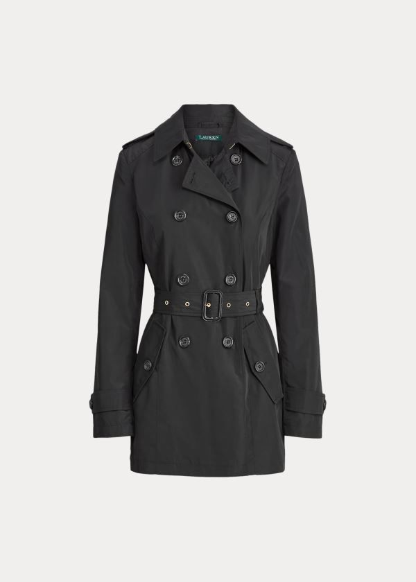 Ralph Lauren Krátké Taffeta Trench Coat Černé | 14voy9n8