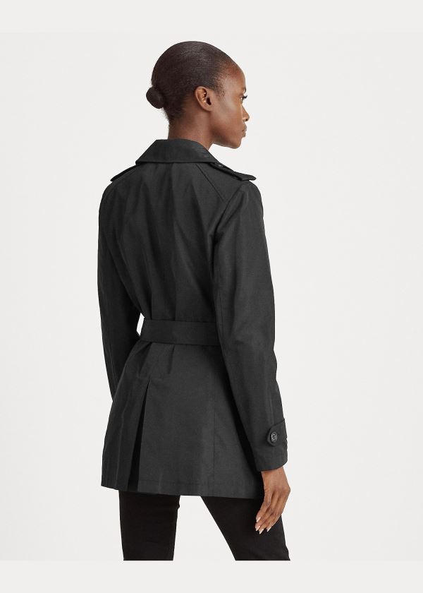 Ralph Lauren Krátké Taffeta Trench Coat Černé | 14voy9n8